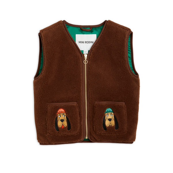 Mini Rodini Bloodhound Dog Faux Fur Vest for kids on DLK – Design