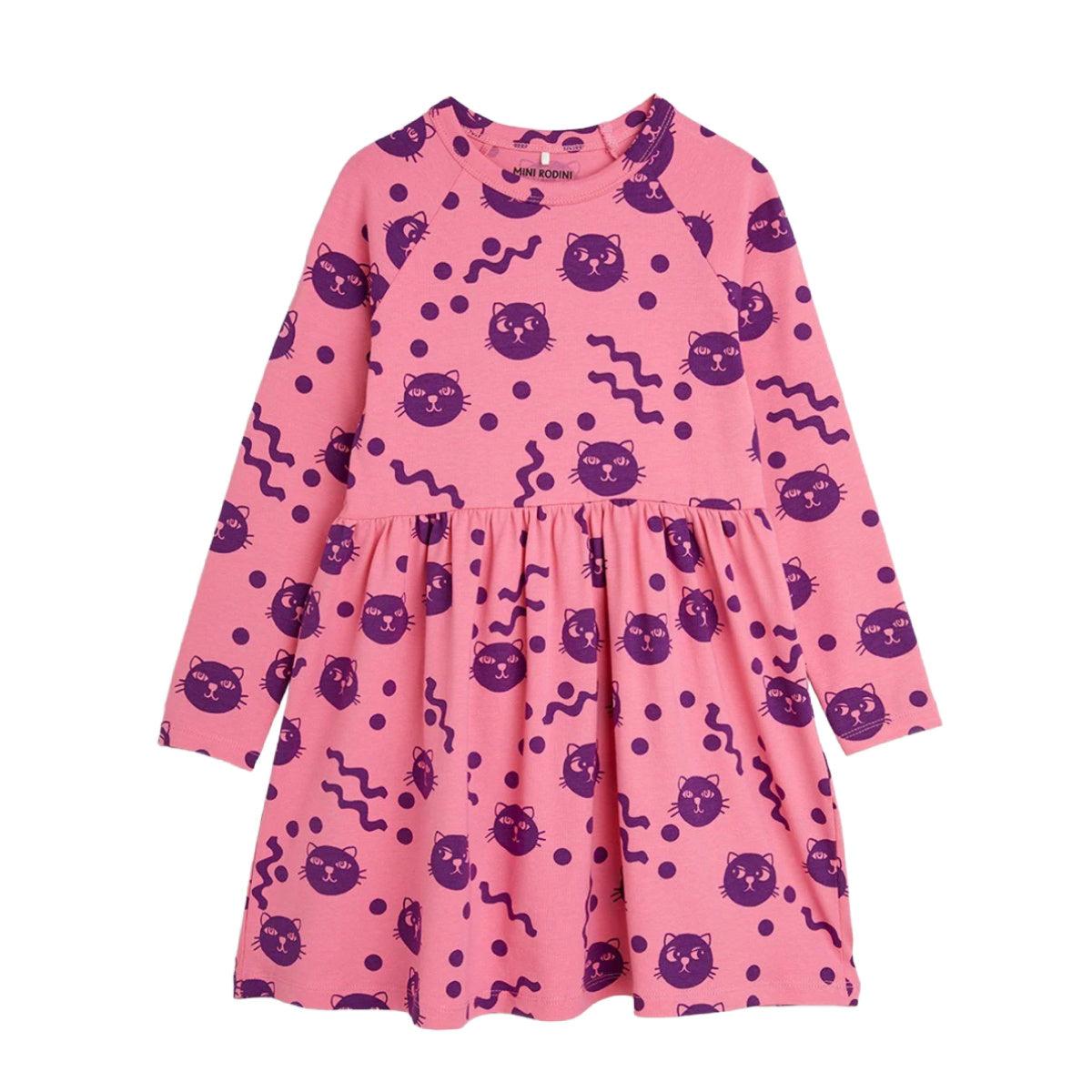 Pink Squiggly Cats Dress Kids