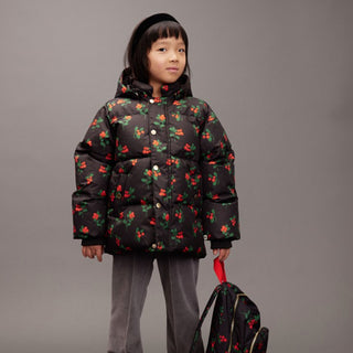 Mini Rodini Kids Lingonberries Removable Hood Puffer Coat at DLK