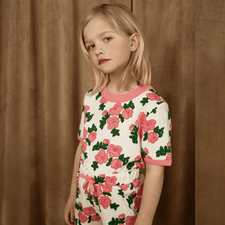 Mini Rodini Roses Short Sleeve Tee on Design Life Kids