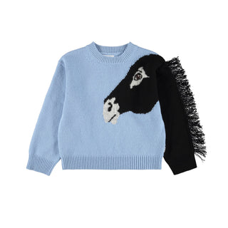 Molo Topaz Blue Horse Griselda Sweater at Design Life Kids