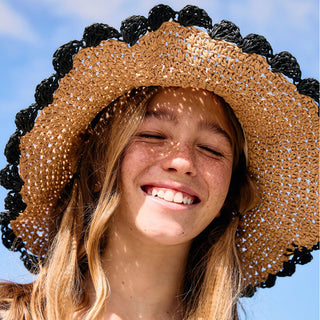 Molo Pink Palms Scalloped Straw Hat at Design Life Kids