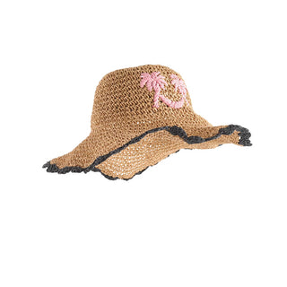 Molo Pink Palms Scalloped Straw Hat at Design Life Kids