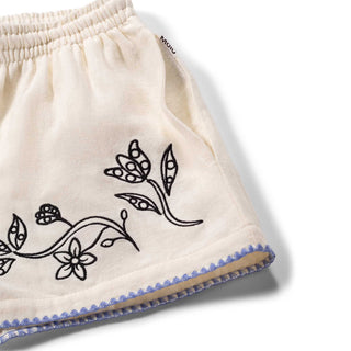 Molo Girls Annabella Magical Art Embroidered Flower Shorts at Design Life Kids