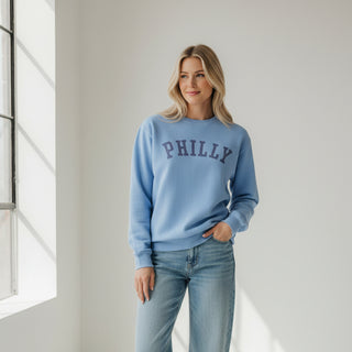 Adults Blue Philly Crewneck at Design Life Kids