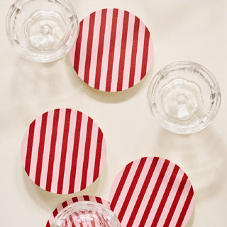 Pink & Maroon Striped Coasters at DLK