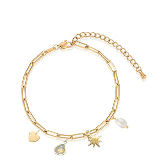 Modern and Minimalist Gold Paperclip Charm Bracelet at DLK
