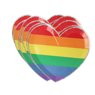 Rainbow Glitter Heart Party Plates on DLK