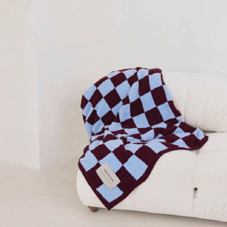 Phillies Blue Check Teddy Throw - 100% Recycled Materials at DLK