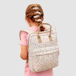 Rainbow Hearts Quilted Backpack on DLK