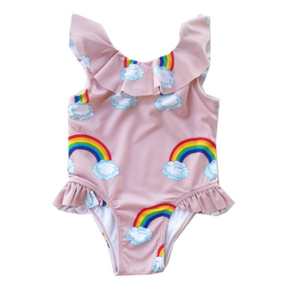 Romey Loves Lulu-Rainbow Ruffle Swimsuit on Design Life Kids