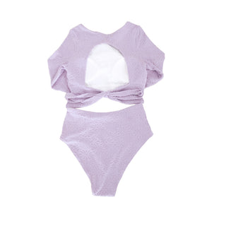 Lavender Terry Womens Rash Guard Bikini Swimsuit