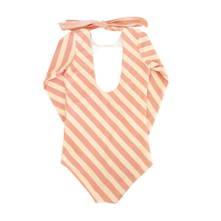 Soleil Pink Stripe Long Sleeve Swimsuit at Design Life Kids