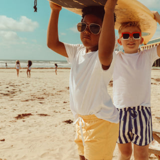 Beach Club Yellow Boys Swim Shorts at Design Life Kids