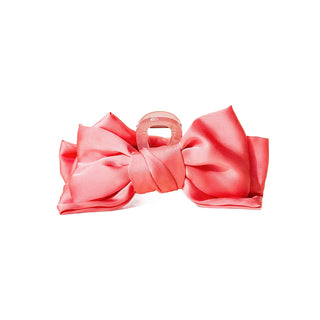 Satin Pink Bow Hair Clips at DLK