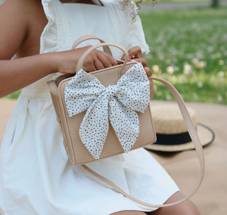 Kids Vegan Leather Big Dotted Bow Purse on DLK