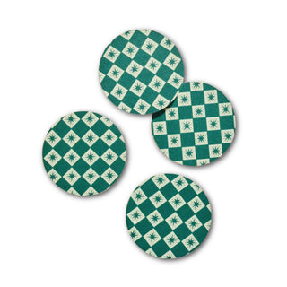 Green Starburst Checkered Coasters at DLK