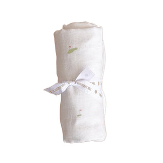 Golf themed organic cotton muslin baby blanket at Design Life Kids