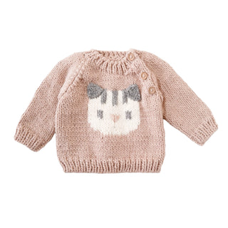 Baby and Kids Pink Knit Cat Sweater at Design Life Kids