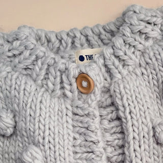 The Blueberry Hill Knit Grey Pom Pom Cardigan at Design Life Kids