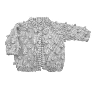 The Blueberry Hill Knit Grey Pom Pom Cardigan at Design Life Kids