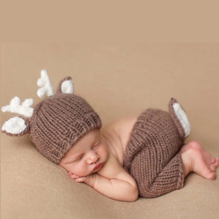 Hand Knit Newborn Baby Deer Set at Design Life Kids