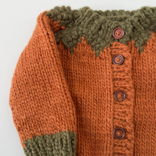 Hand Knit Pumpkin Cardigan for babies and toddlers at Design Life Kids
