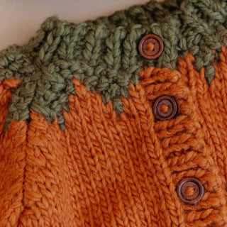 Hand Knit Pumpkin Cardigan for babies and toddlers at Design Life Kids