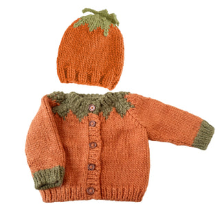 Hand Knit Pumpkin Cardigan for babies and toddlers at Design Life Kids