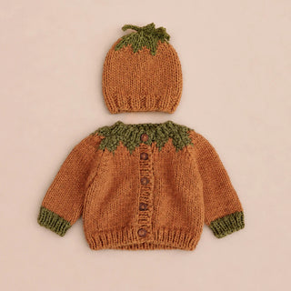 Hand Knit Pumpkin Cardigan & Hat for babies and toddlers at Design Life Kids