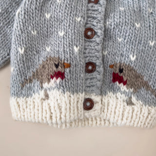 Winter Robins Knit Cardigan for babies and toddlers and Design Life Kids