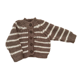 Babies & Kids Hand Knit Tan & White Striped Cardigan at DLK