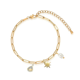 Modern and Minimalist Gold Paperclip Charm Bracelet at DLK