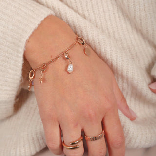 Modern and Minimalist Gold Paperclip Charm Bracelet at DLK