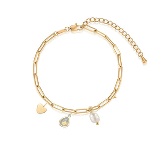 Modern and Minimalist Gold Heart Charm Bracelet at DLK