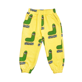 Banana Valentine-Green Worm Sweatpants on Design Life Kids