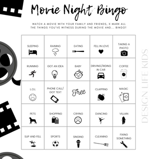 Design Life Kids-Free Printable - Movie Night Bingo on Design Life Kids