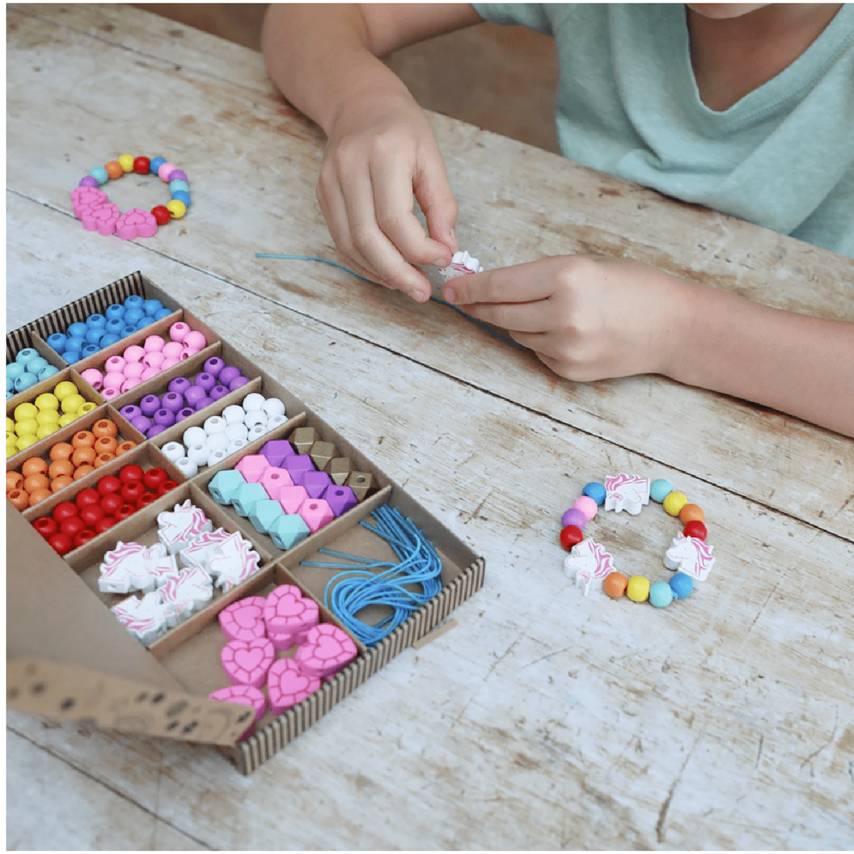 Unicorns & Rainbows- Bracelet Making Kit - Wooden Beads - Kids Beading —  Oak & Ever