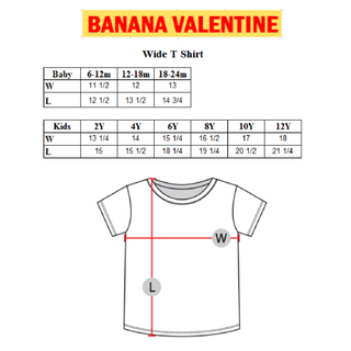 Banana Valentine-Candies Wide T-Shirt on Design Life Kids