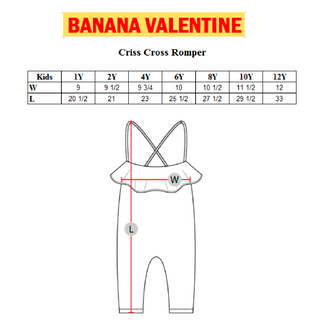 Banana Valentine-Slugs Criss Cross Romper on Design Life Kids