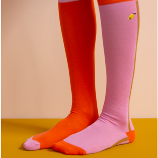 Sticky Lemon-Colorblocking Knee High Socks on Design Life Kids