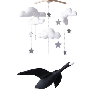 Handmade Clouds, Stars and Swan Mobile at Design Life Kids