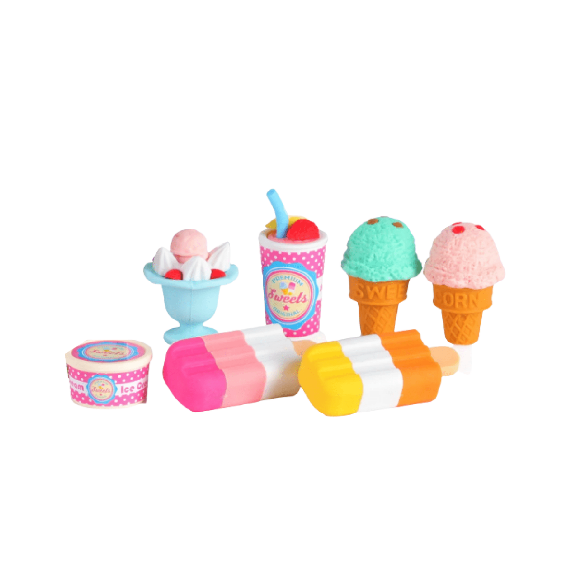 Ice Cream Cone Ice Cream Shoppe Eraser Toppers -Colorful mix Ice Cream Cone Ice Cream Shoppe Eraser Toppers -Colorful mix