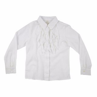 Kids Cotton Ruffle Front White Button Down Shirt on Design Life Kids