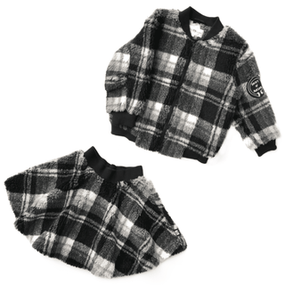 LITTLE MAN HAPPY-Checked Teddy Bomber Jacket on Design Life Kids