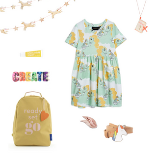 Mini Rodini-Unicorn Noodles Short Sleeve Dress on Design Life Kids