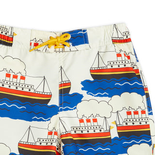 Mini Rodini Ferry Boat Print Swim Shorts for kids on DLK