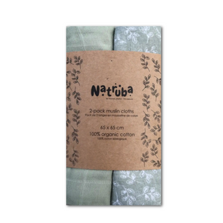 Natruba Organic Muslin Leaf Print Cloth Set on DLK