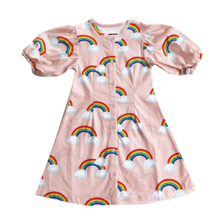 Romey Loves Lulu-Rainbow Puff Sleeve Dress on Design Life Kids