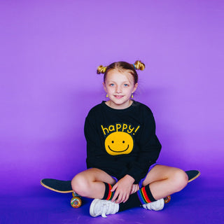 Wee Monster-Happy Black Sweatshirt on Design Life Kids